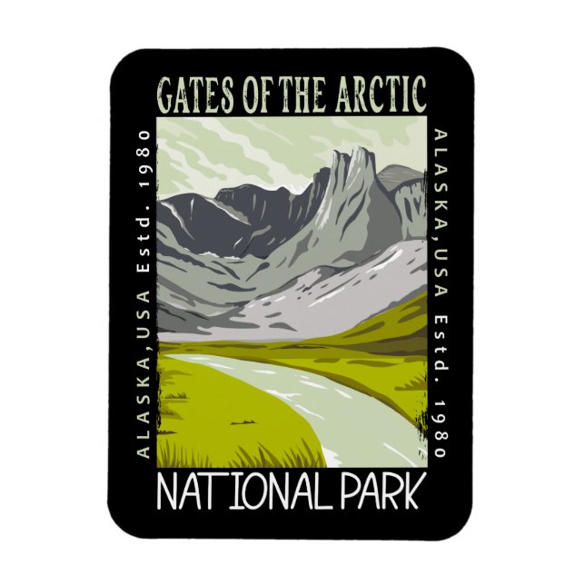 Tore des Arktischen Nationalparks Retro gestört Magnet (Vertikal)