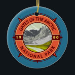 Tore des Arktischen Nationalparks Retro Kompass Keramik Ornament<br><div class="desc">Gates of the Arctic Vektorgrafik Design. Der Park ist der nördlichste Nationalpark der Vereinigten Staaten,  ganz nördlich des Polarkreises.</div>