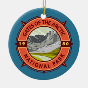 Tore des Arktischen Nationalparks Retro Kompass Keramik Ornament