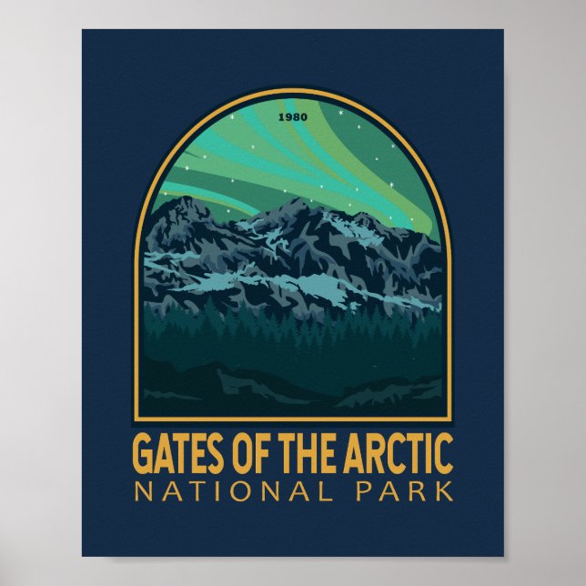 Tore des Arktischen Nationalparks Vintages Emblem Poster (Vorne)