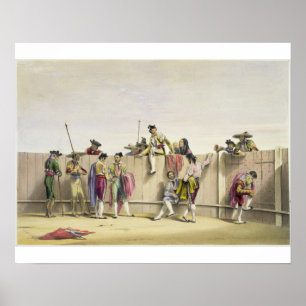 Toreros, die zwischen den Stieren, 1865 sich Poster
