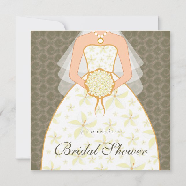 Torf Hochzeitskleid Custom Bridal Dusche Einladung (Rückseite)