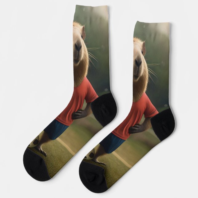 "Torfeger: Der Fußballstar Capybara"  Socken (Linkes Detail)