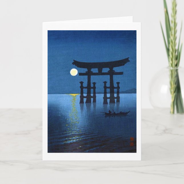Torii Gate and Full Moon, Koho Shoda, Holzschnitt Karte (Vorderseite)