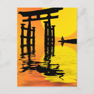 Torii (Gatter) zeichnend Sonnenuntergang Postkarte