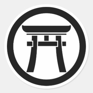 Torii in einem Kreis Runder Aufkleber