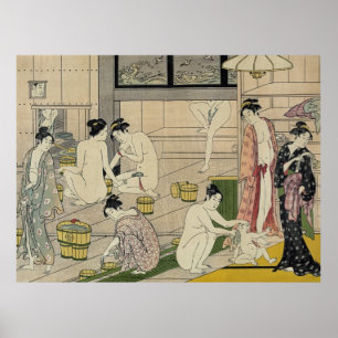 Torii Kiyonaga bathhouse women Poster