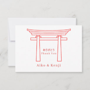 Torii-Tor japanisch-englische Hochzeit Dankeskarte