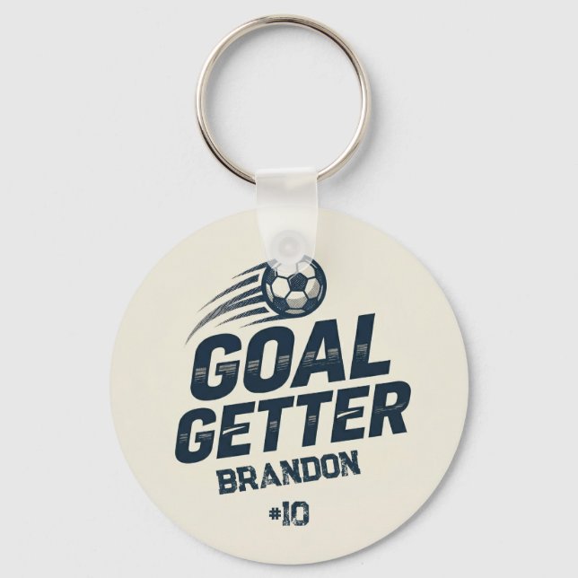 Torjäger Bedrängter Spieler Name & Nummer Schlüsselanhänger (Rückseite)