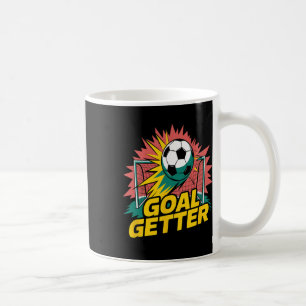 Torjäger Fußball Angriffsschuss Energie Comic-Stil Kaffeetasse