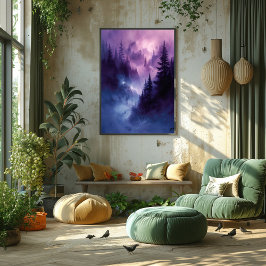 Tormenta en Bosque Encantado Paisaje Surrealista Poster