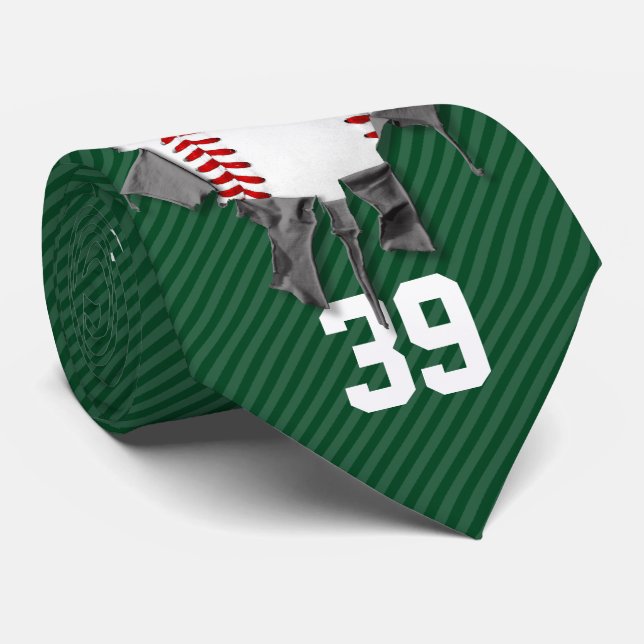 Torn Baseball (dunkel/personalisiert) Krawatte (Gerollt)