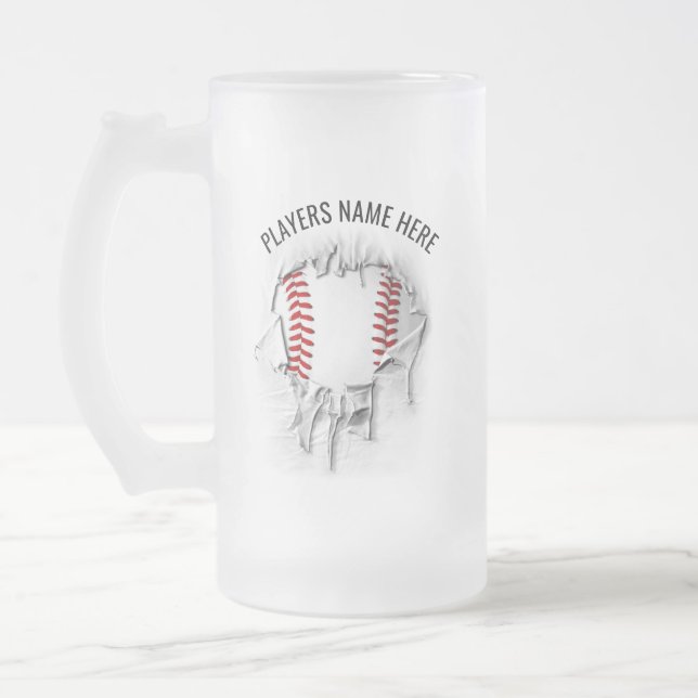 Torn Baseball Mattiert Glass Beer Tasse (Links)