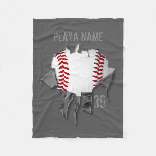 Torn Baseball (personalisiert) Fleecedecke (Vorderseite)