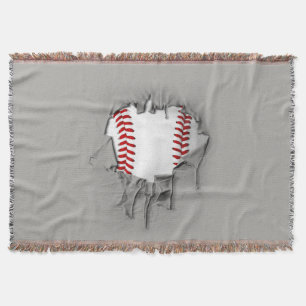 Torn Baseball Throw Blanket Decke