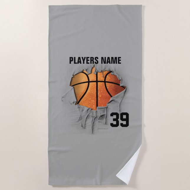 Torn Basketball Beachtowel Strandtuch (Vorderseite)