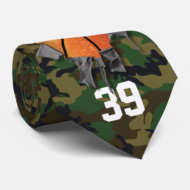 Torn Basketball (Camouflage/personalisiert) Neck T Krawatte (Gerollt)