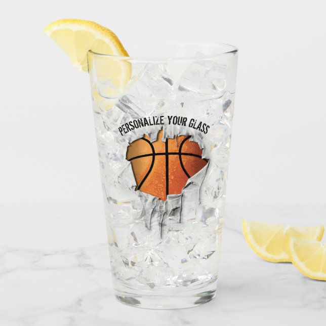 Torn Basketball (Personalisiert) Glas (Vorderseite Ice)