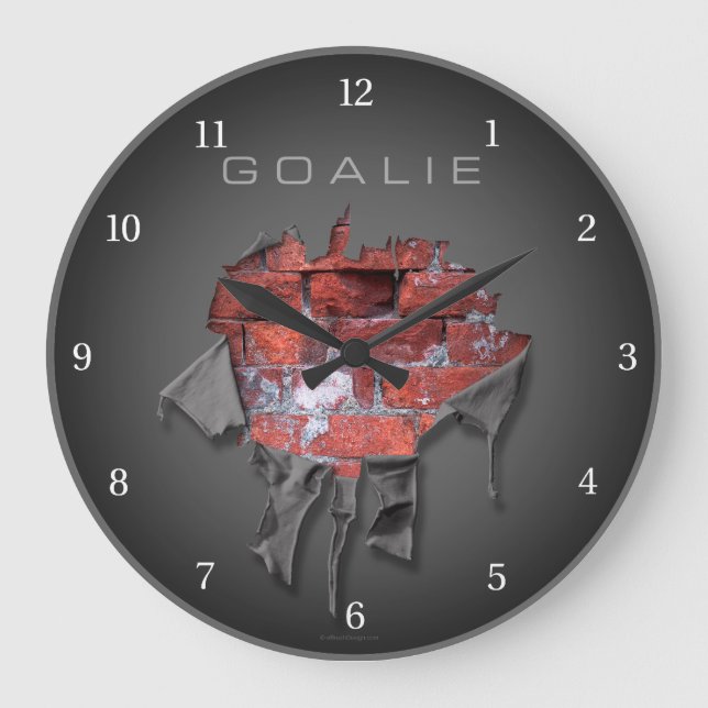 Torn Brick Wall Goalie (Hockey) Große Uhr (Vorderseite)