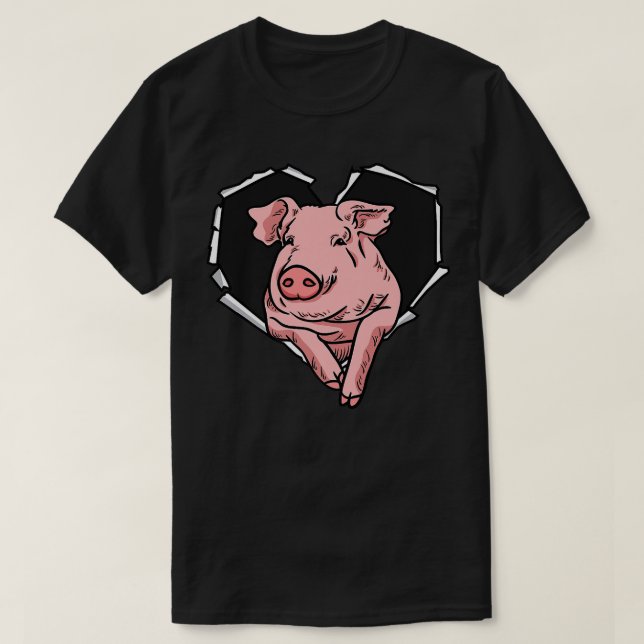 Torn Cloud Pig Face Torn Hole Heart Pig Face Premi T-Shirt (Design vorne)