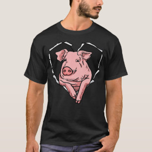 Torn Cloud Pig Face Torn Hole Heart Pig Face Premi T-Shirt
