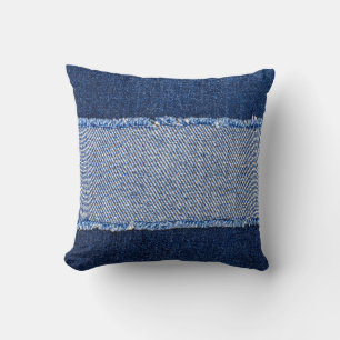 Torn denim: blauer Jeans Stoff. Kissen