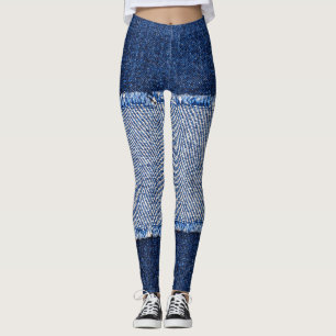 Torn denim: blauer Jeans Stoff. Leggings