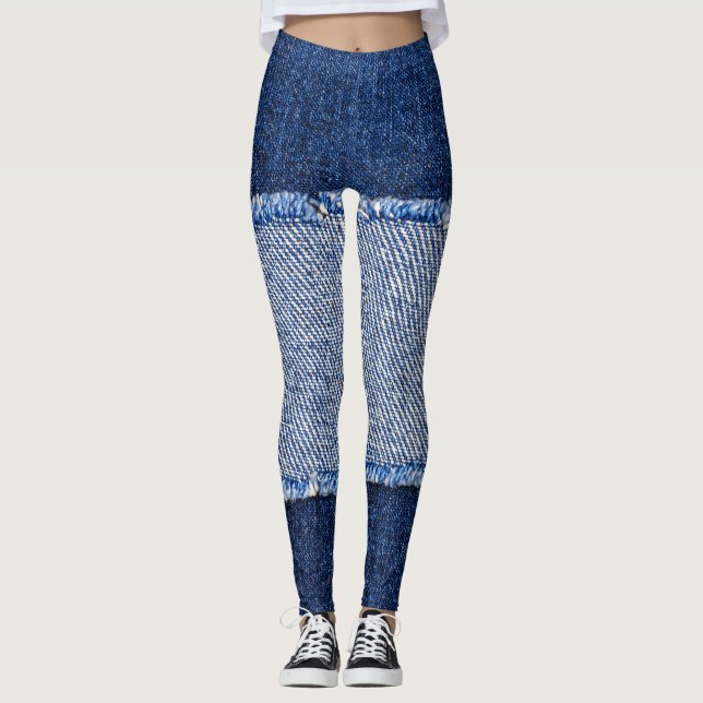 Torn denim: blauer Jeans Stoff. Leggings (Vorderseite)