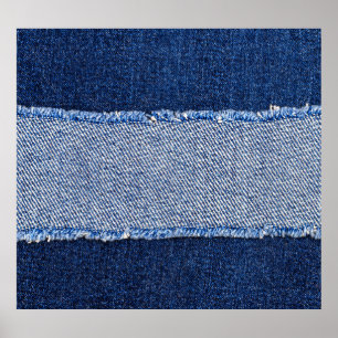 Torn denim: blauer Jeans Stoff. Poster