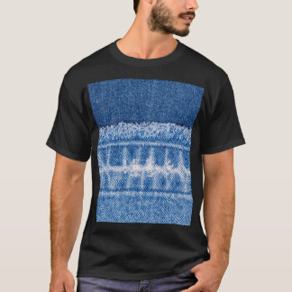 Torn Denim: Doppelblauer Jeans Frame T-Shirt