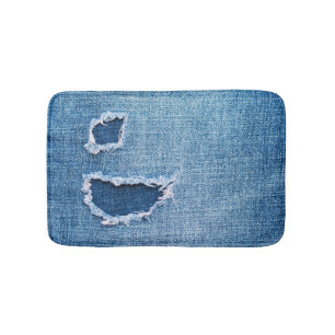 Torn denim Stoff Textur, blaue Farben. Badematte