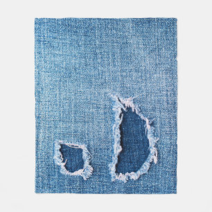 Torn denim Stoff Textur, blaue Farben. Fleecedecke