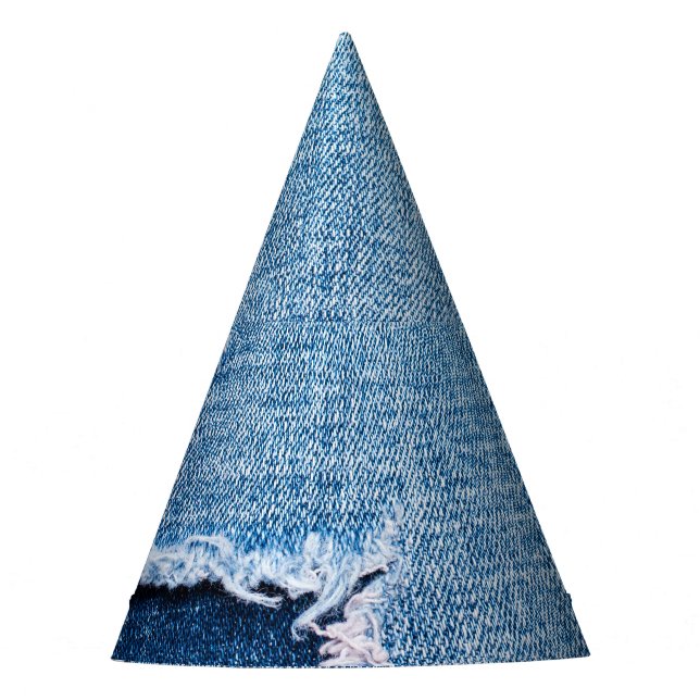 Torn denim Stoff Textur, blaue Farben. Partyhütchen (Vorderseite)