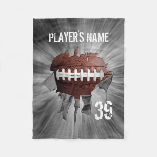 Torn Football Personalisiert Black Fleece Blanket