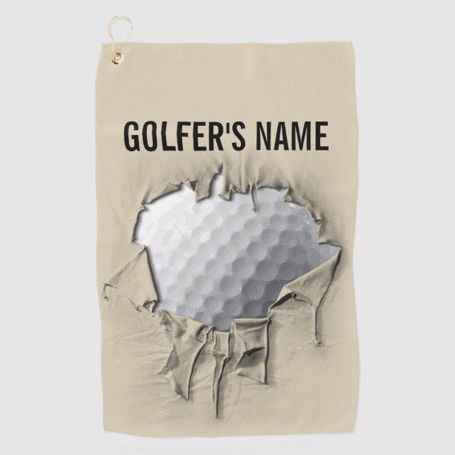 Torn Golf Ball (individuell einstellbar) Golfhandtuch (Vorderseite)
