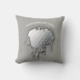 Torn Golf Ball Throw Kissen