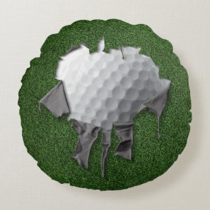 Torn Golf Round Pillow Rundes Kissen