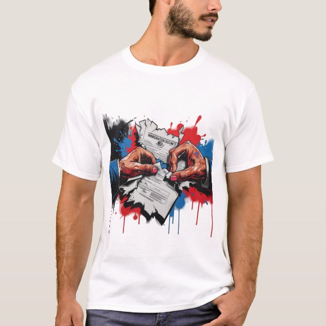 Torn Immigration Documents Chinga La Migra T-Shirt (Vorderseite)