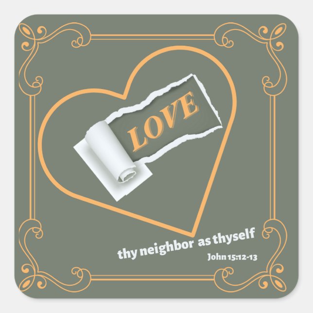 Torn Paper über "LIEBE" Quadratischer Aufkleber (Vorderseite)