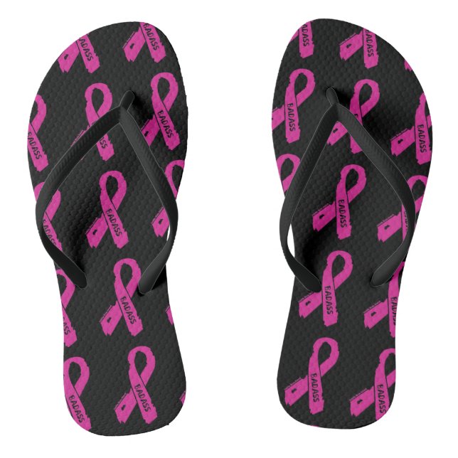 Torn Ribbon/Badass...Brustkrebs Flip Flops (Fußbett)