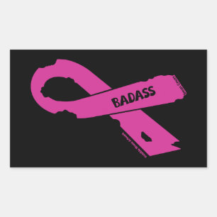 Torn Ribbon/Badass...Brustkrebs Rechteckiger Aufkleber