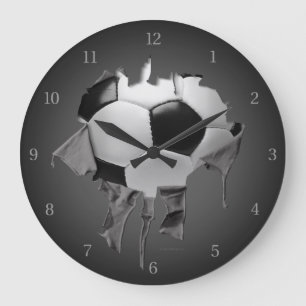 Torn Soccer Dark Wall Clock Große Wanduhr