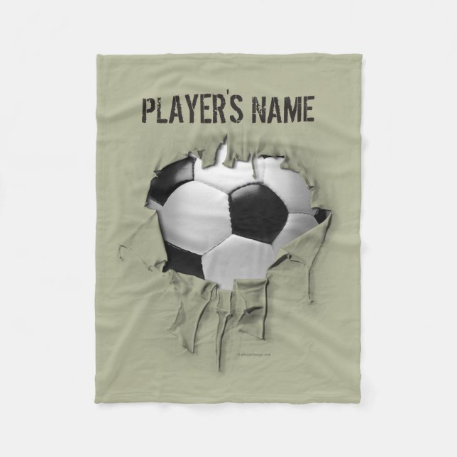 Torn Soccer Personalisiert weißes Fleece Blanket (Vorderseite)