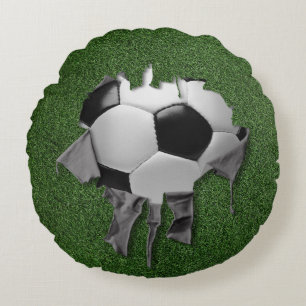 Torn Soccer Rund weißes Kissen
