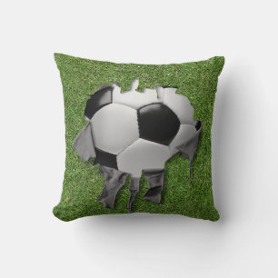 Torn Soccer Throw Pillow Blue Kissen