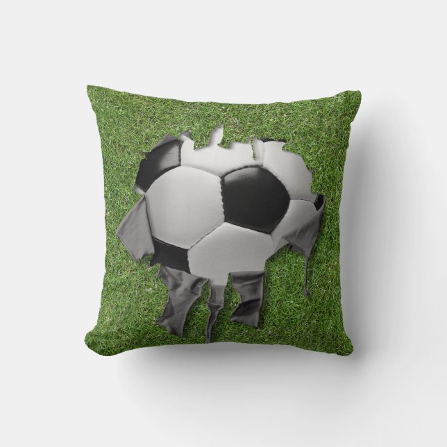 Torn Soccer Throw Pillow Blue Kissen (Vorderseite)