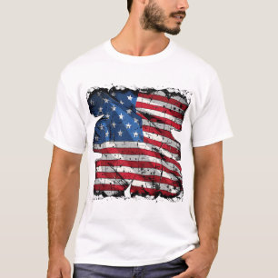 Torn-taktischer T - Shirt der amerikanischen Flagg