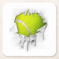 Torn Tennis Square Paper Untersetzer