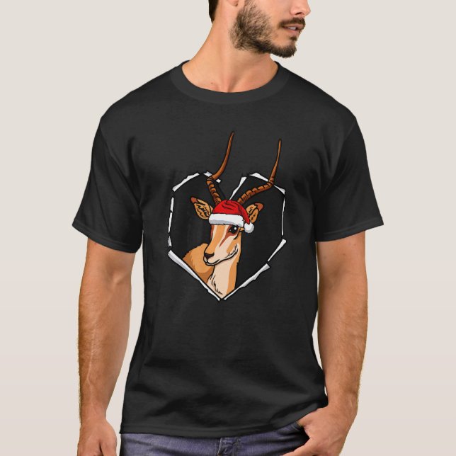 Torn Tuch Antelope Gesicht mit Weihnachtshole H T-Shirt (Vorderseite)