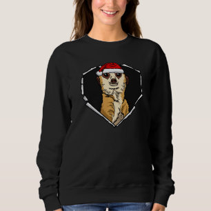 Torn Tuch Meerkat Gesicht mit Weihnachtshut hat er Sweatshirt